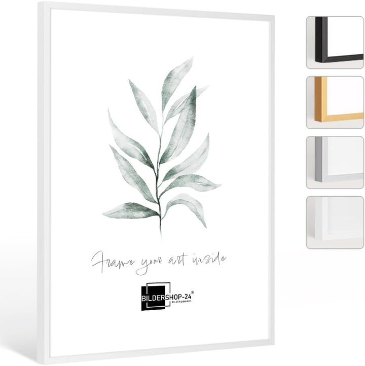 Bildershop-24 Bilderrahmen Milano Aluminium Alubilderrahmen 90 x 90 cm Weiss Fotorahmen, Wechselrahm