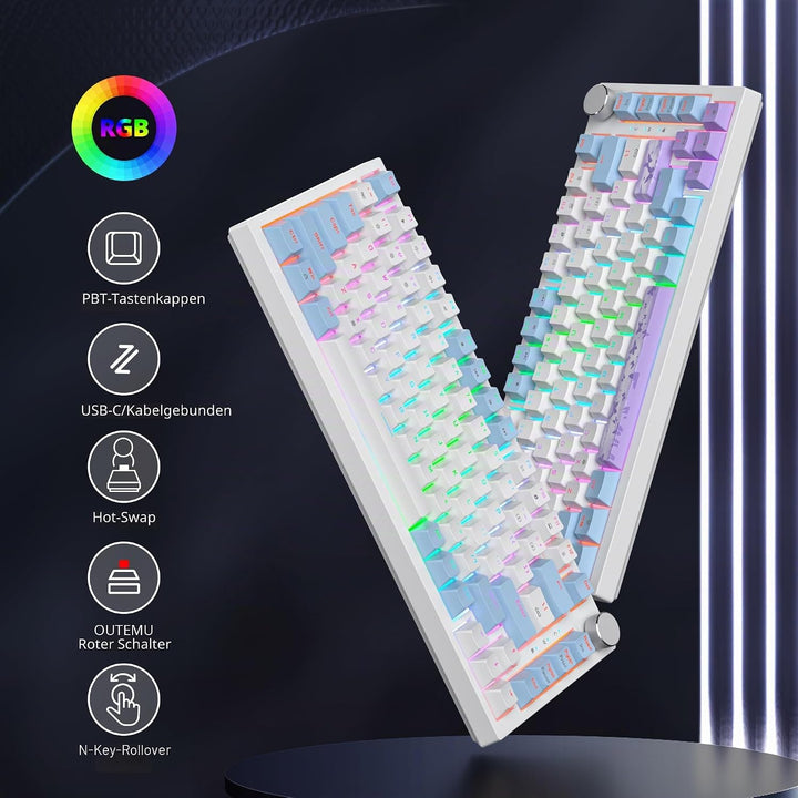 SOLIDEE Verkabelte Mechanische Gaming Tastatur 75 Prozent,hot-swap-fähige Mechanische Tastatur mit G
