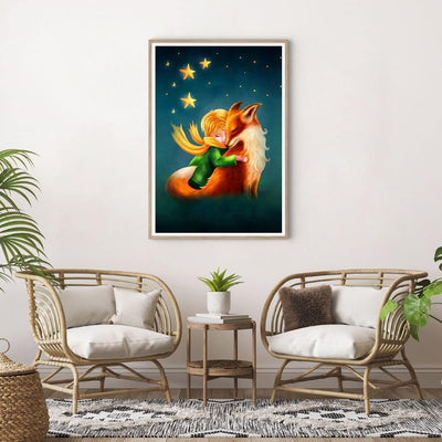 Poster Rahmen helle Eiche Deko 70x100cm Klein Prinz Nov Wandposter Art Prints Wanddeko Bild Wand Kun