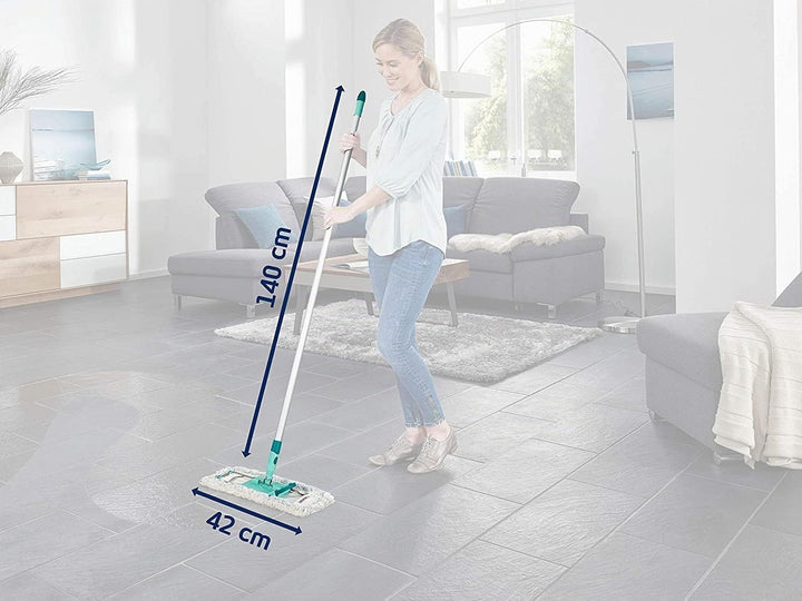 Leifheit rückenschonender Bodenwischer Profi XL Micro Duo inkl. Ersatzbezug Micro Duo aus Mikrofaser
