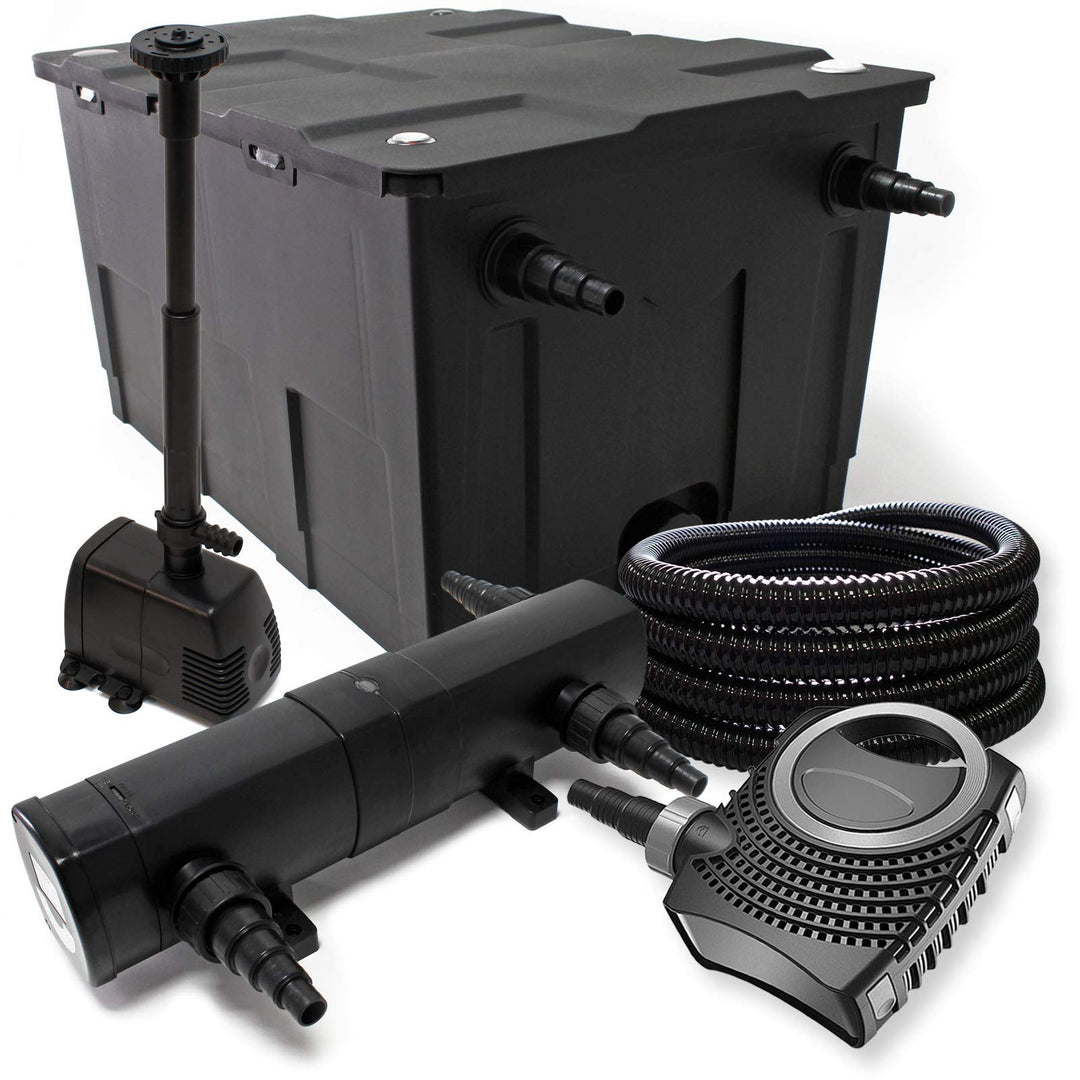 Filter Set ausfilter 60000l, SuperEco Pumpe, Schlauch, 18W Klärer, Springbrunnenpumpe und Skimmer