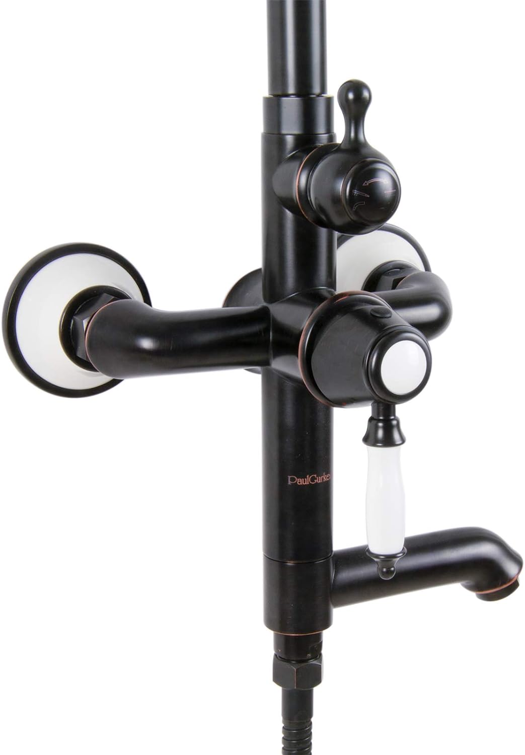 PaulGurkes Badarmaturen Schwarz Noatalgie Retro Armaturen Wasserhahn Waschtischarmatur Badewannenarm