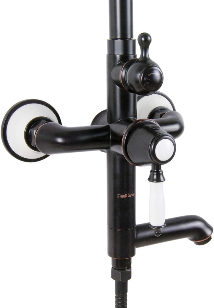 PaulGurkes Badarmaturen Schwarz Noatalgie Retro Armaturen Wasserhahn Waschtischarmatur Badewannenarm