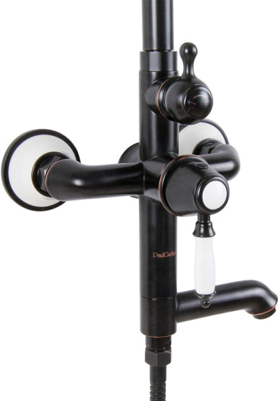 PaulGurkes Badarmaturen Schwarz Noatalgie Retro Armaturen Wasserhahn Waschtischarmatur Badewannenarm