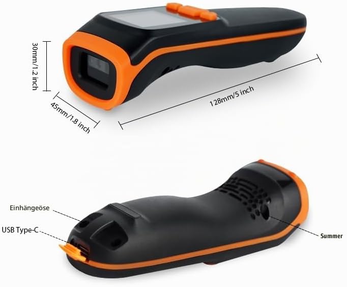 OBZ Barcode Scanner Kabellos mit Display, 1D 2D QR Code Scanner Bluetooth/USB/2.4G Wireless, Tragbar