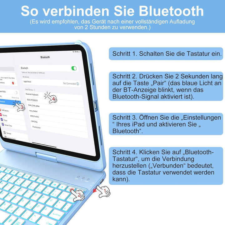 aMZCaSE für iPad 10. Generation 2022/A16 11.Generation 2025 (10,9/11 Zoll) Hülle mit Tastaturhülle,T