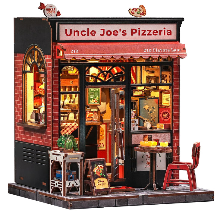 CUTEBEE Book Nook Kit - Holz DIY Miniature House Pizza Fast Food Thema - Miniatur Haus Selber Bauen