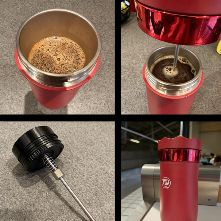i Cafilas 2-in-1 Edelstahl Thermosbecher mit French Press - 350/500ml, Isolierter Reisekaffeebecher,
