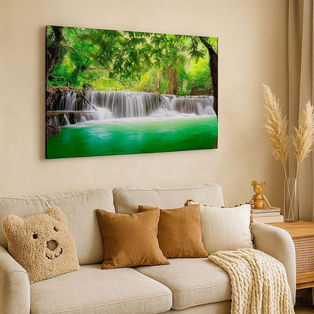 Bilder auf Leinwand 100x70cm Leinwandbild Wasser Park Natur Landschaft Gross Wanddeko Bild Schlafzim