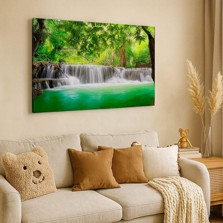 Bilder auf Leinwand 100x70cm Leinwandbild Wasser Park Natur Landschaft Gross Wanddeko Bild Schlafzim