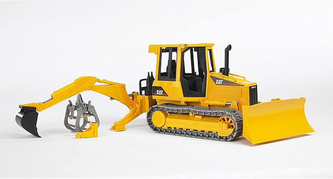 bruder 02338 - Zubehör Heckbagger mit Greifer & Schaufel - 1:16 Traktor Zubehör, Anhänger, Forstwirt