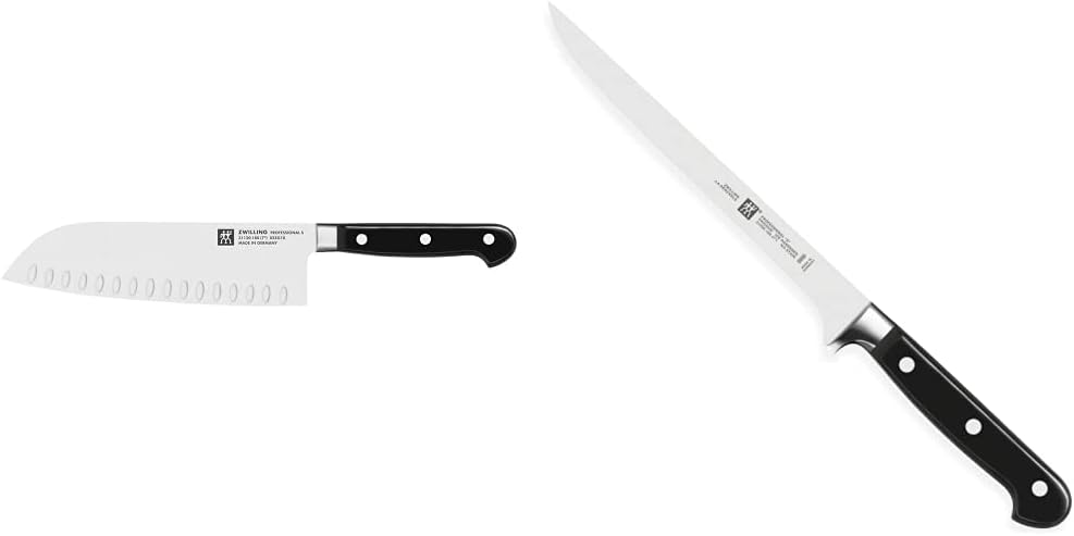 Zwilling Professional S Santokumesser, Klingenlänge: 18 cm, Schwarz & Professional S Filiermesser, K