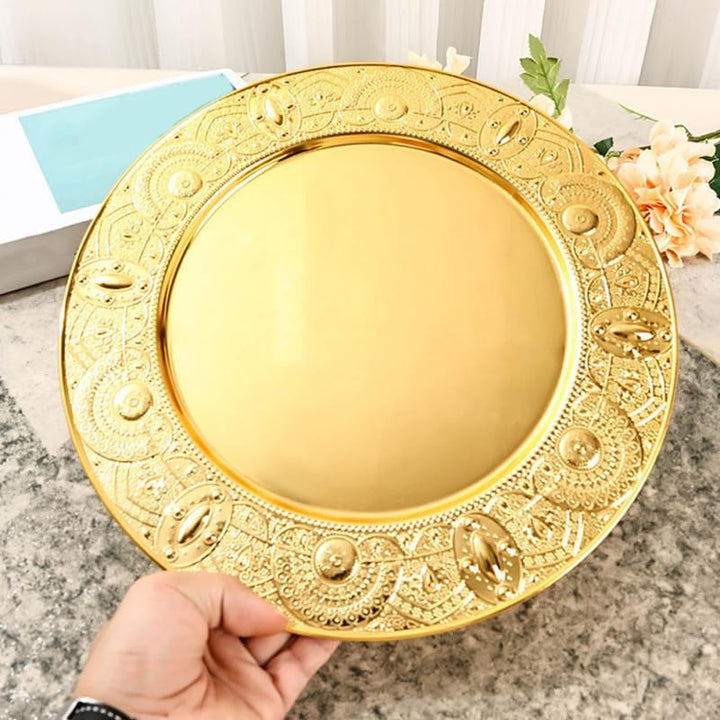 Runder Metallteller Elegantes Serviertablett Für Obst Und Snacks Vielseitig Einsetzbar Im Wohn Und G