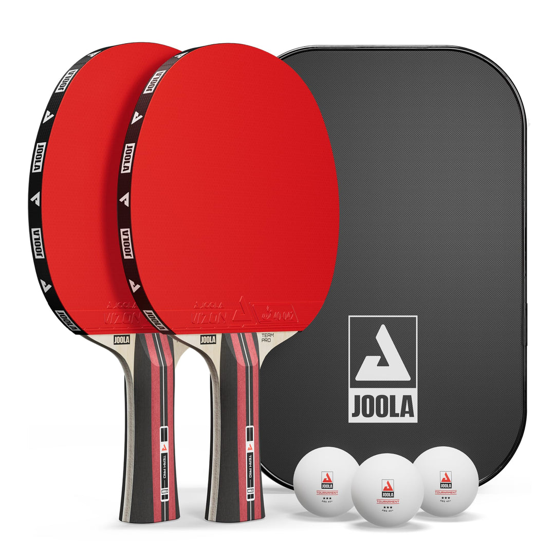 JOOLA Team Pro Tischtennis Set - 2 Schläger + 3 Bälle + Hülle - 6-teilig
