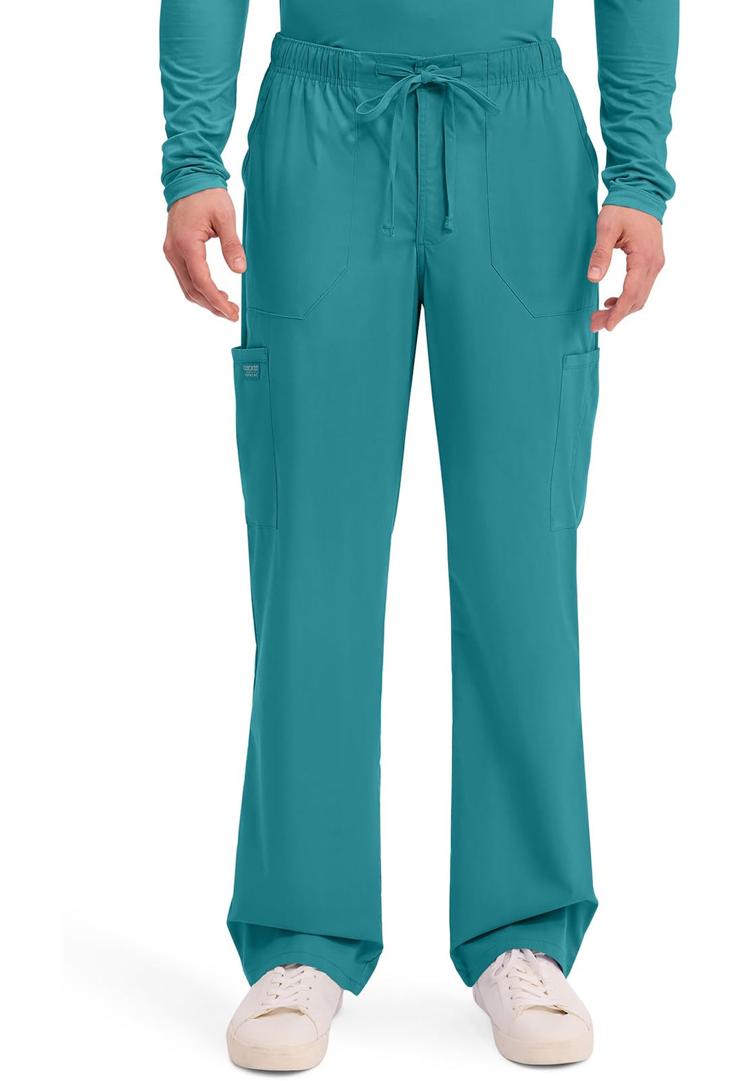 Workwear Professionals Men Scrubs Pant Tapered Leg Fly Front Cargo WW190, Blaugrün, Blau