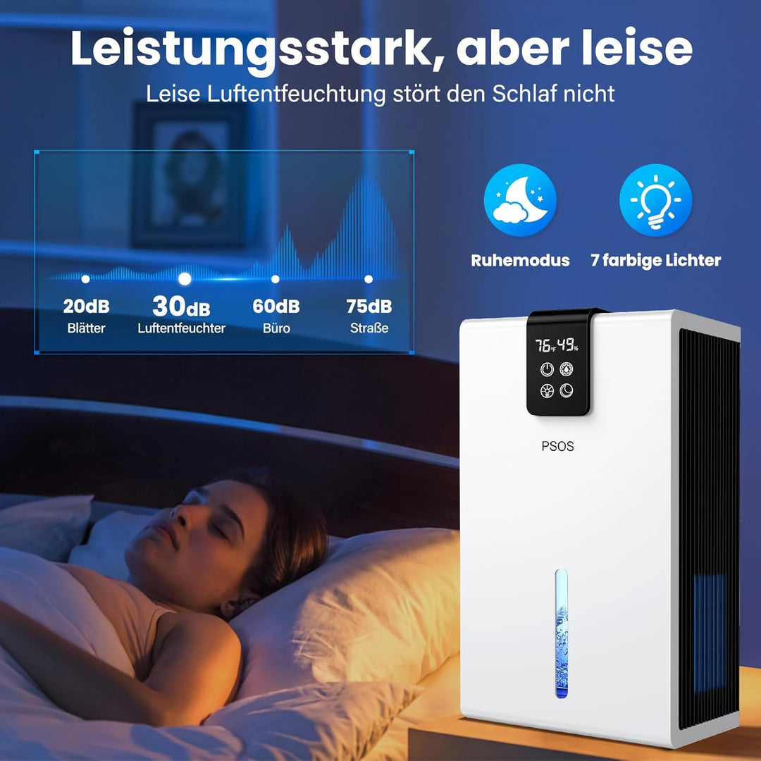 Luftentfeuchter Elektrisch, Ultra Leiser Raumentfeuchter, 2800ml Luftentfeuchter Mit LED Display, Au