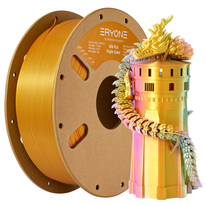 ERYONE Dreifarbiges Seiden PLA Filament 1.75mm,Seidiges Mehrfarbiges PLA-Filament für 3D-Drucker +/-
