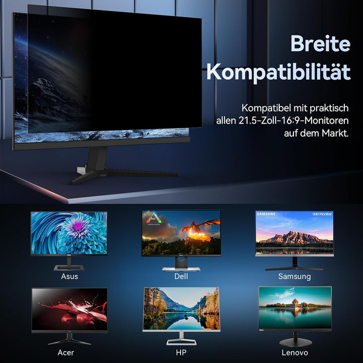 Computer Monitor Sichtschutz 21.5 Zoll Seitenverhältnis 16:9, Anti Blaulicht Blendschutz Displayschu