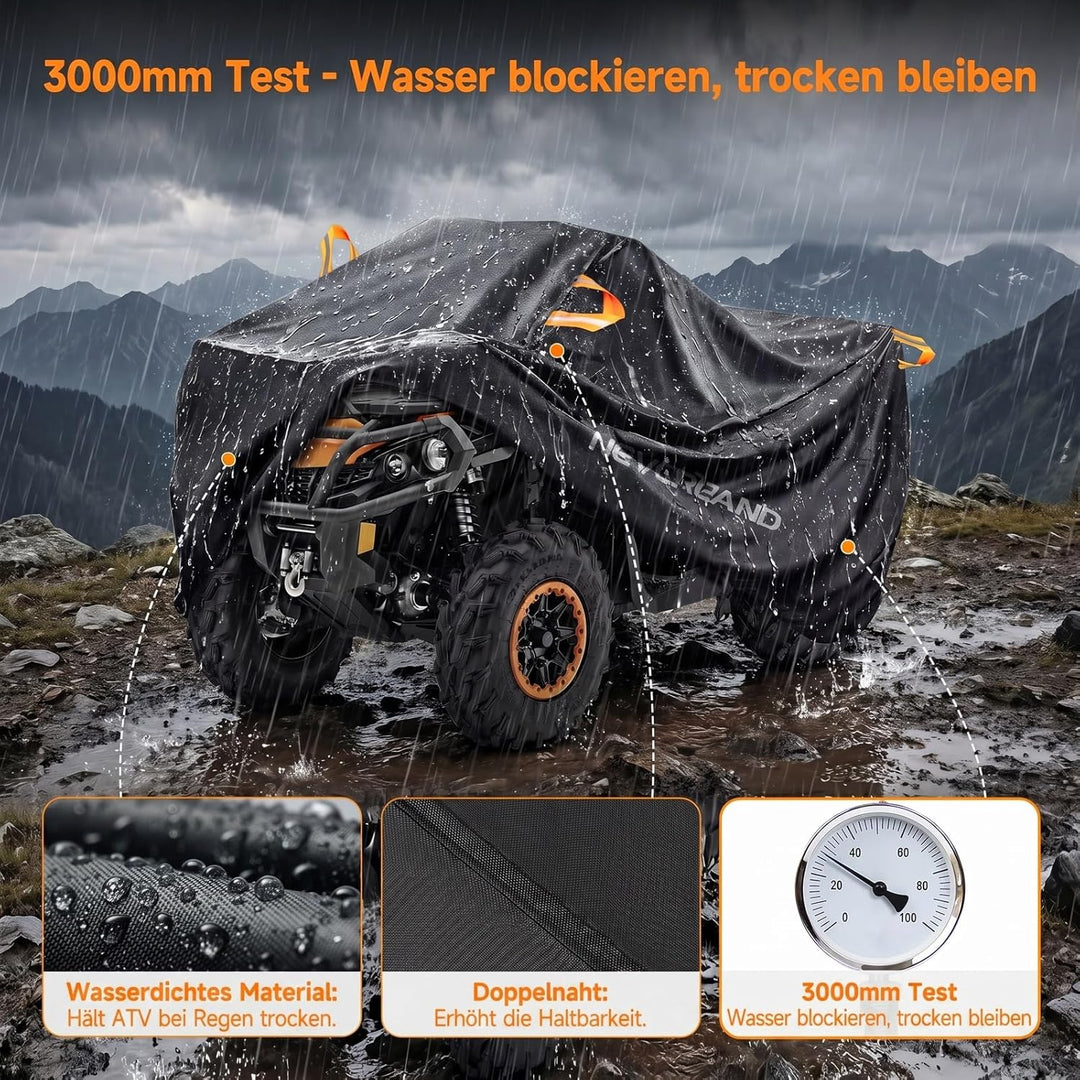 XXXL Quad ATV Abdeckplane NEVERLAND Fahrzeug Abdeckung Schutz Cover 210D 256 * 110 * 120cm Phosphore