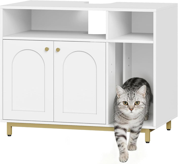 Hzuaneri Katzenschrank, Katzenklo Schrank mit Speicherfunktion, 80 x 45 x 65 cm, Waschbeckenuntersch