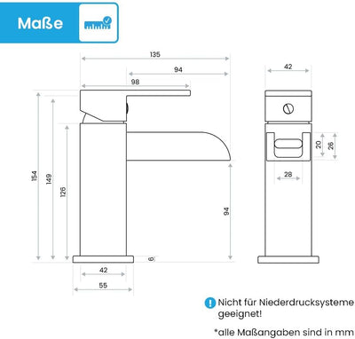 Bächlein Badarmatur Sotira fürs Bad in Bachlauf-Design, Einhebelmischer mit langlebiger Keramikkartu