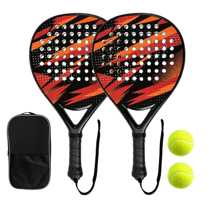 Padel Schläger Set - 2X Racket + 2X Bälle + Tasche, Padelschläger für Anfänger, Damen, Padel Racket