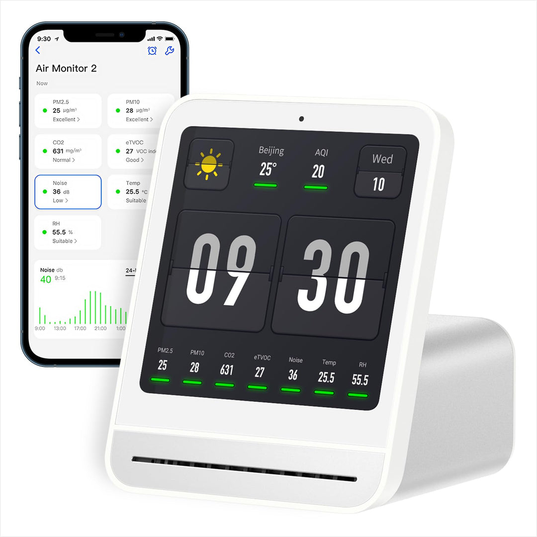 Qingping Air Quality Monitor Gen 2, Air Quality Monitor Indoor Detects PM2.5, CO2, PM10, Noise, Temp