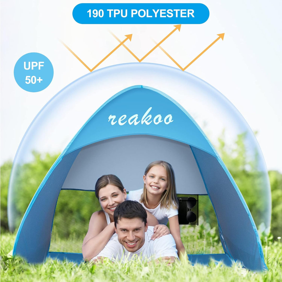 Strandmuschel Pop Up UV Schutz 50+, Tragbar Gross Strand Zelt, Automatisches Strandmuschel, Windschu