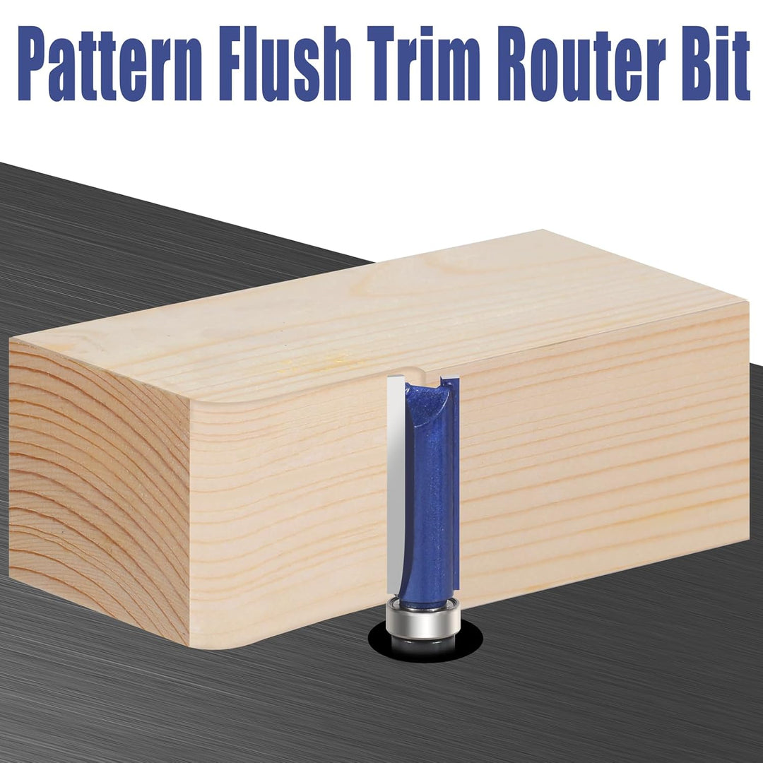 4 Stück Bündigfräse Flush Trim Router Bit 6,35mm Schaft Holzbearbeitung Fräser Oberfräse Zubehör, Fr