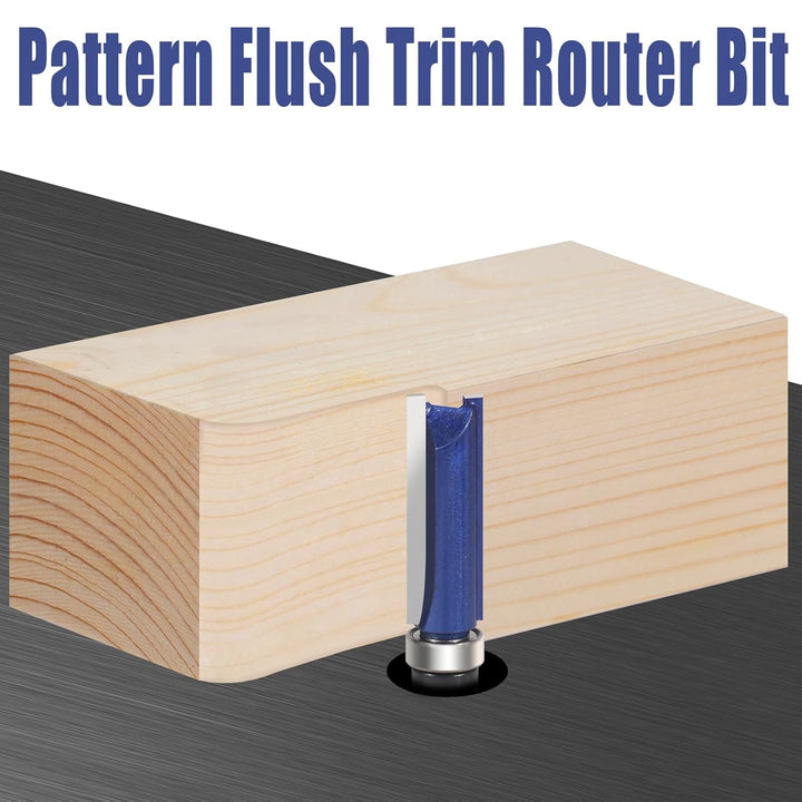 4 Stück Bündigfräse Flush Trim Router Bit 6,35mm Schaft Holzbearbeitung Fräser Oberfräse Zubehör, Fr