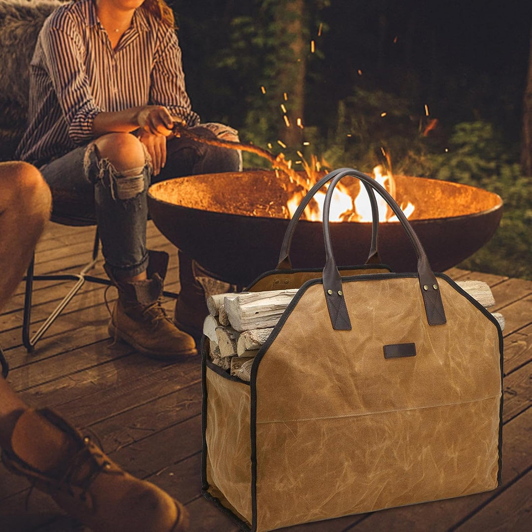 Brennholz Tasche Im Freien 59x17x48cm Feuerfeste Robuste Brennholz Aufbewahrungstasche Leder wasserd