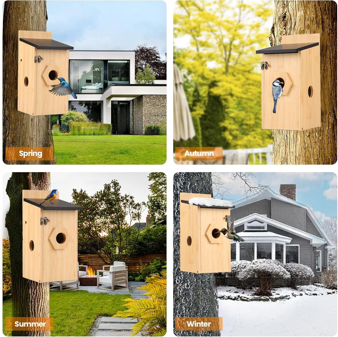 Vogelhaus mit Kamera, 4MP HD Nistkasten mit Kamera wetterfest, 2,4G WiFi & App Benachrichtigung, Beo