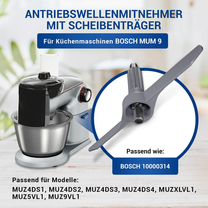 VIOKS Durchlaufschnitzlerflügel Ersatz für Bosch MUM Zubehör 10000314 Mitnehmer Achse für Küchenmasc