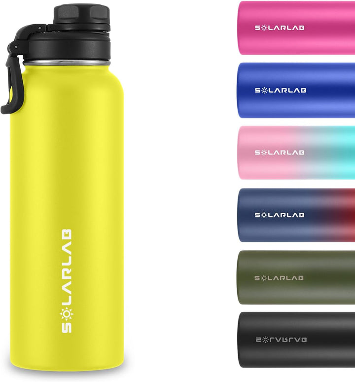 SOLARLAB Trinkflasche edelstahl - Thermoflasche Isolierflasche Thermoskanne 1l für heisse und kalte