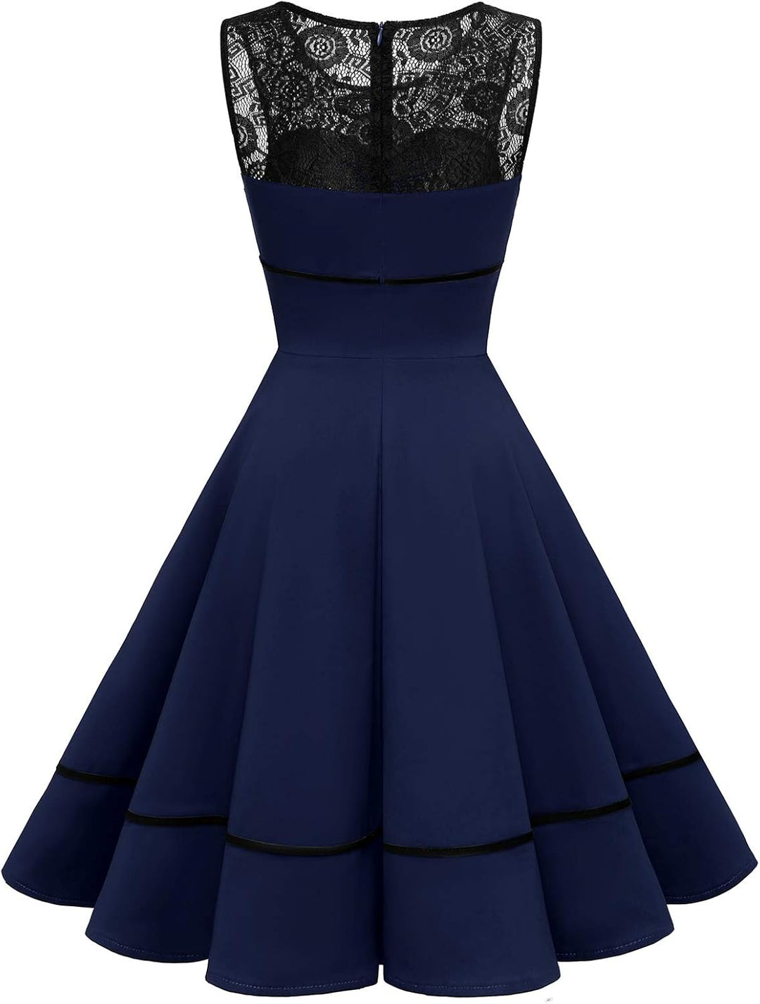 Bbonlinedress Damen Cocktailkleid Rockabilly Spitzenkleid 50er Retro Vintage Faltenrock Elegant Ärme