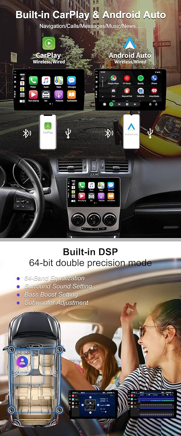 SXAUTO Android 12-6G+128G - IPS Autoradio Passt für Mazda 5 (2005-2010) - Eingebaut Carplay/Android