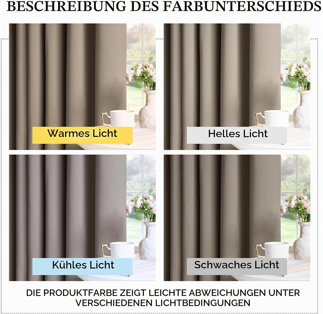 PONY DANCE Blickdichte Gardinen Wohnzimmer - Thermovorhang gegen Kälte und Hitze Schlaufengardinen K