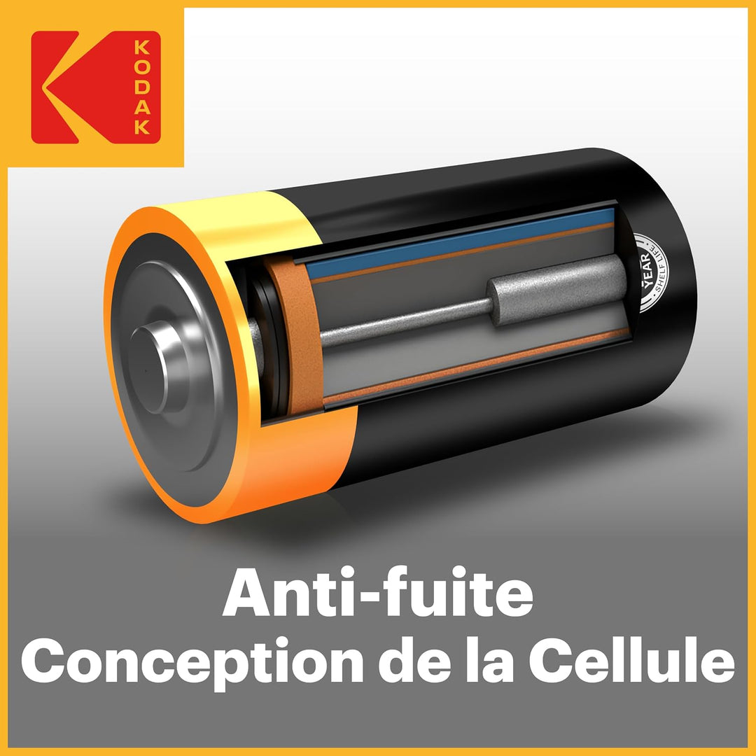 Kodak | D Zellen Batterien | 8 Stück | Einweg Alkalibatterie, LR20 | 1,5 V 8 Stück D, 8 Stück D
