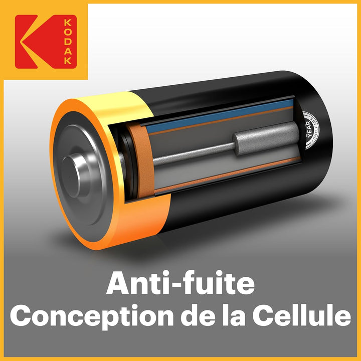 Kodak | D Zellen Batterien | 8 Stück | Einweg Alkalibatterie, LR20 | 1,5 V 8 Stück D, 8 Stück D
