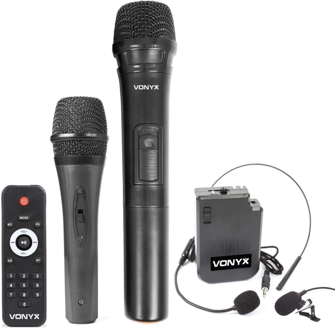 Vonyx AP1200PA - Mobile PA Anlage, Partybox Bluetooth mit Akku, 600 Watt Party Lautsprecher mit UHF-