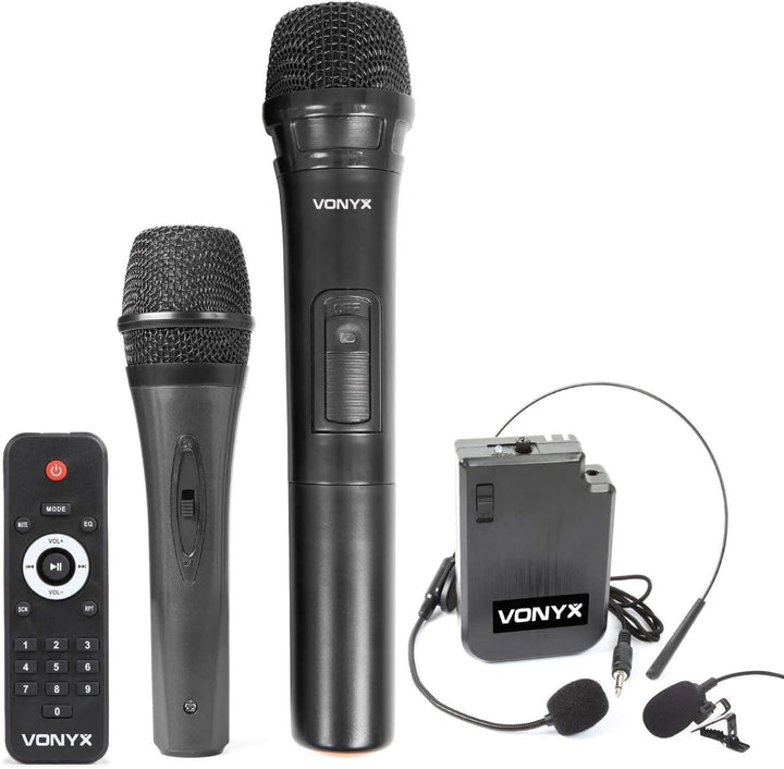 Vonyx AP1200PA - Mobile PA Anlage, Partybox Bluetooth mit Akku, 600 Watt Party Lautsprecher mit UHF-