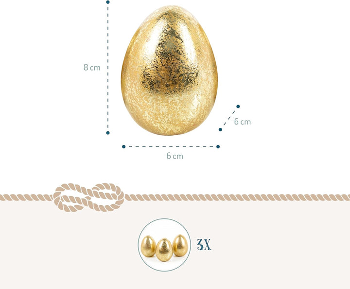 Logbuch-Verlag 3 kleine goldene Ostereier Eier aus Keramik goldfarben glänzend Osterdekoration Tisch