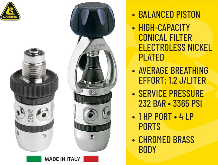 Cressi Octopusse AC2 Compact + Octopus Xs Single INT, Single INT