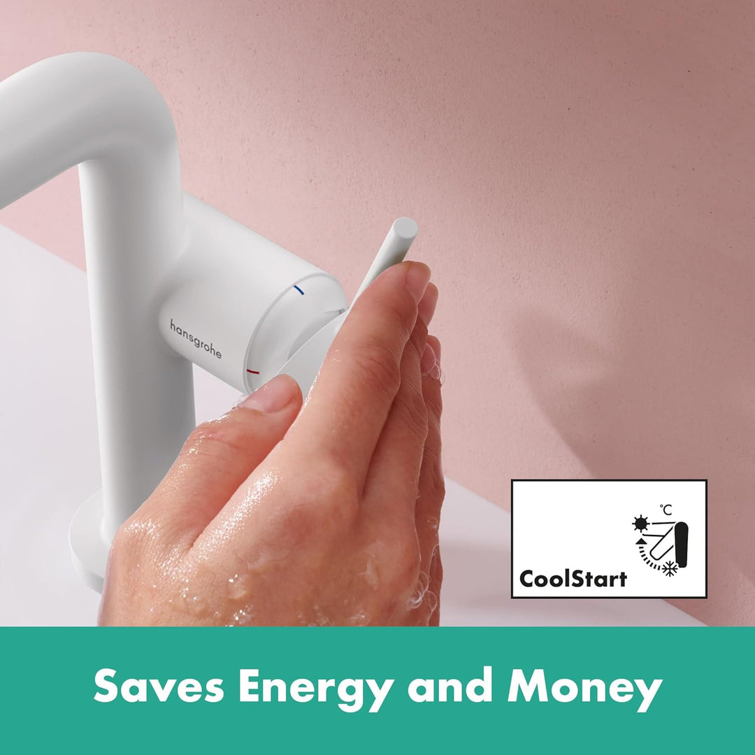 hansgrohe Tecturis S Fine - Waschtischarmatur mit Push-Open Ablauf, energiesparend (CoolStart), Wass