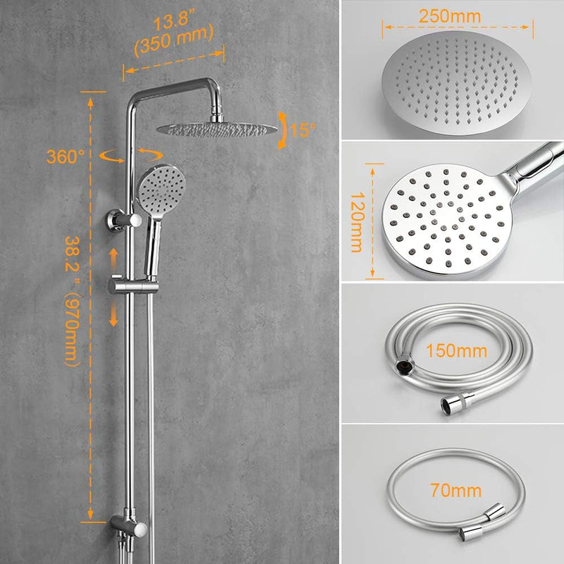 Ibergrif - Duschsystem mit Regendusche, Umstellung. Brauseschlauch, Handbrause, Brausehalter, Duschs