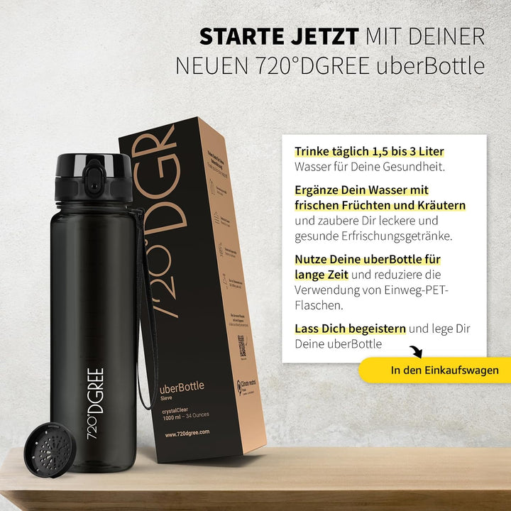 720°DGREE Trinkflasche “uberBottle“ +Sieb - 350ml, 500ml, 650ml, 1000ml, 1,5l, 2l - BPA-Frei - Wasse