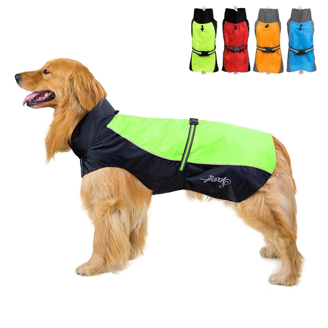 Zunea Wasserdichter Regenmantel für Mittelgrosse und Grosse Hunde Reflektierend Regenjacke Leicht Wi