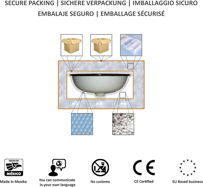 Juanetta - Kleines buntes Waschbecken, Mexikanische Oval Einbauwaschbecken | Klein Keramik Talavera