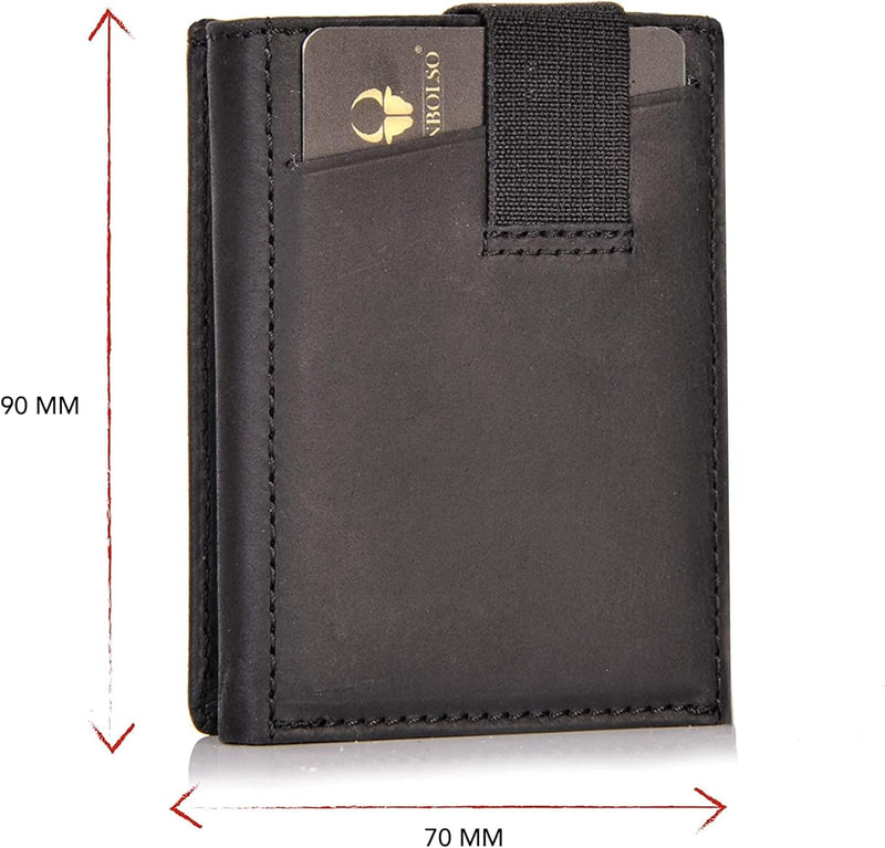 DONBOLSO Herren Leder Slim Wallet mit Münzfach - Herren Front Pocket Wallet - Minimalistische Brieft