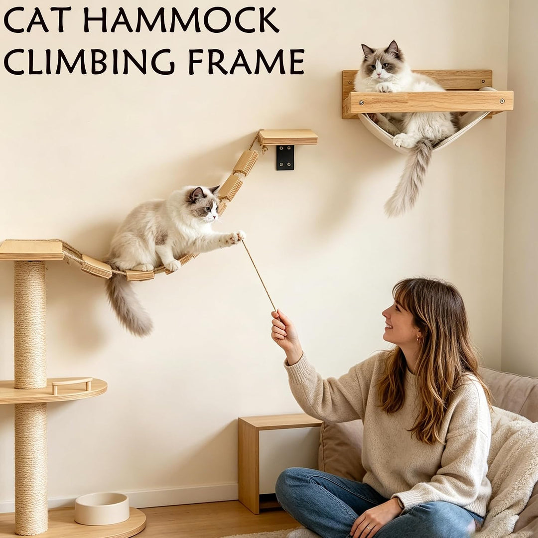 Kletterwand Katze Set, Kletterwand Katzen, Katzenzubehör Mit Plattform, Wandbrücke, Katzenbrücke Und